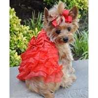 Holiday Dog Harness Dress - Red Satin XSm-Lg