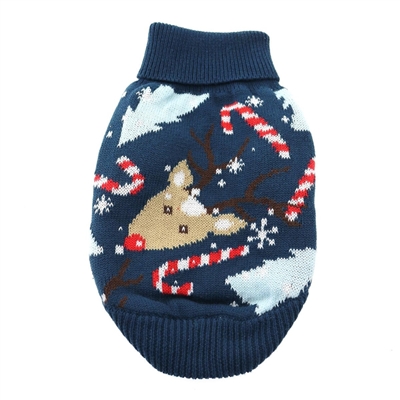 Combed Cotton Ugly Reindeer Holiday Dog Sweater XXS-3XLG