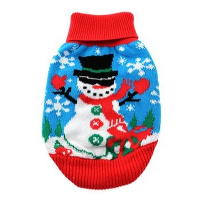 Combed Cotton Ugly Snowman Holiday Dog Sweater XXS-3XLG