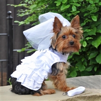 Dog Harness Wedding Dress-Veil and Matching Leash XSmall-Large