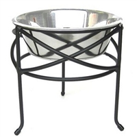 Wrought Iron Mesh Single Elevated Dog Stand and Bowl