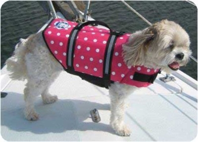 Pink Polka Dot Nylon Designer Dog Life Vest - Pet Preserver