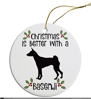 Basenji-Bullmastiff Ceramic Dog Christmas Ornament Free Shipping