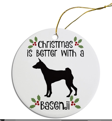 Basenji-Bullmastiff Ceramic Dog Christmas Ornament Free Shipping