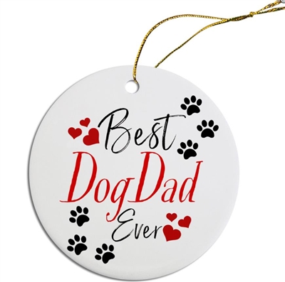 Best Dog Dad Painted Resin X Mas Ornament Free Shipping