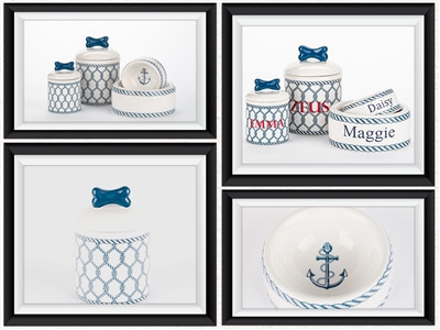 Creature Comforts Nautical Bowls and Treat Jars For Dogs