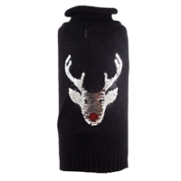 Reversible Sequin Reindeer Roll Neck Pet Sweater
