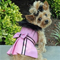 Wool Fur-Trimmed Dog Harness Coat by Doggie Design - Pink -XSmall-XLarge